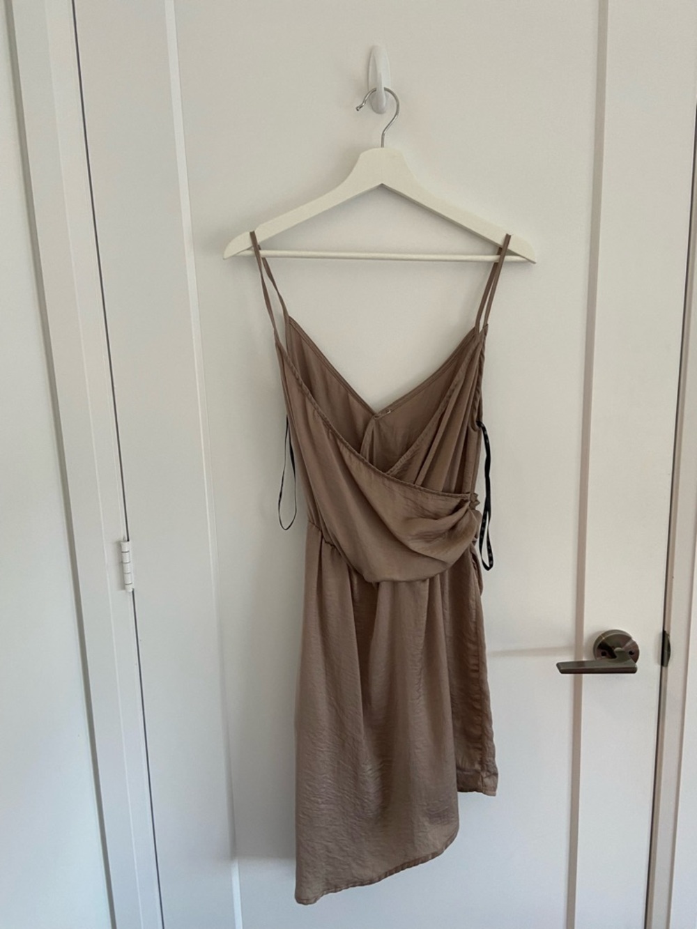 Women's Taupe Asymmetrical Slip Dress